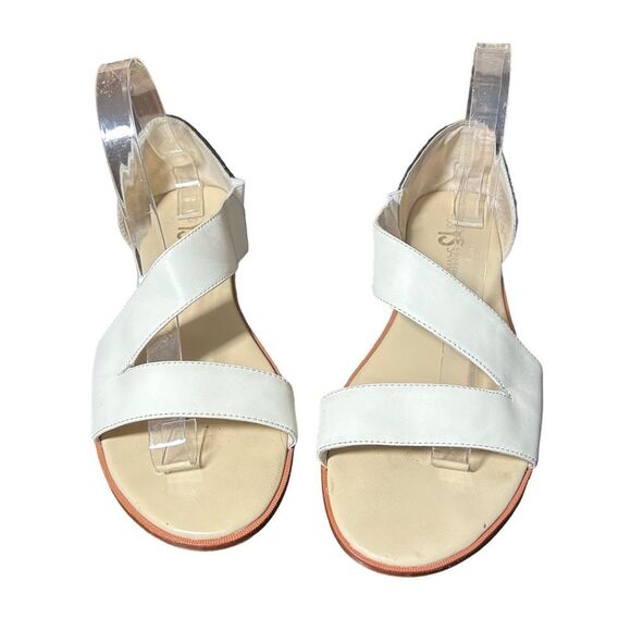 YOSI SAMRA Casey Crossover Leather Sandal WCE-200-715 Biscotti Black/White Sz 9 - Picture 4 of 11